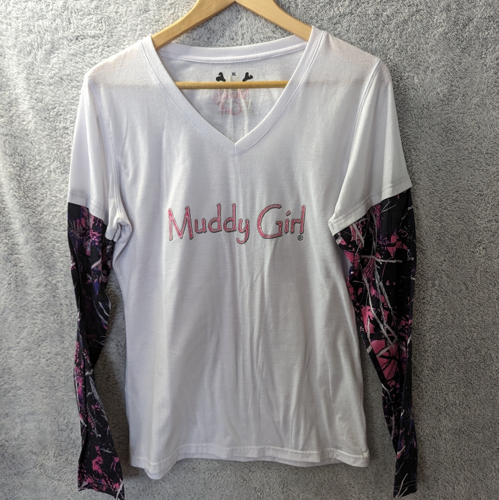 Muddy girl moonshine camo women's long sleeve shirt size xlarge